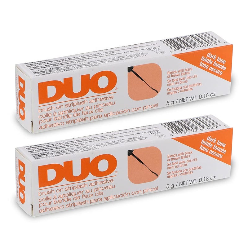 DUO غراء رموش دو بروس أون - غراء رموش شريط بلون داكن مع فرشاة دقيقة لتطبيق رموش الشريط والرموش الصناعية، 0.18 أونصة، عبوتين - Image 1